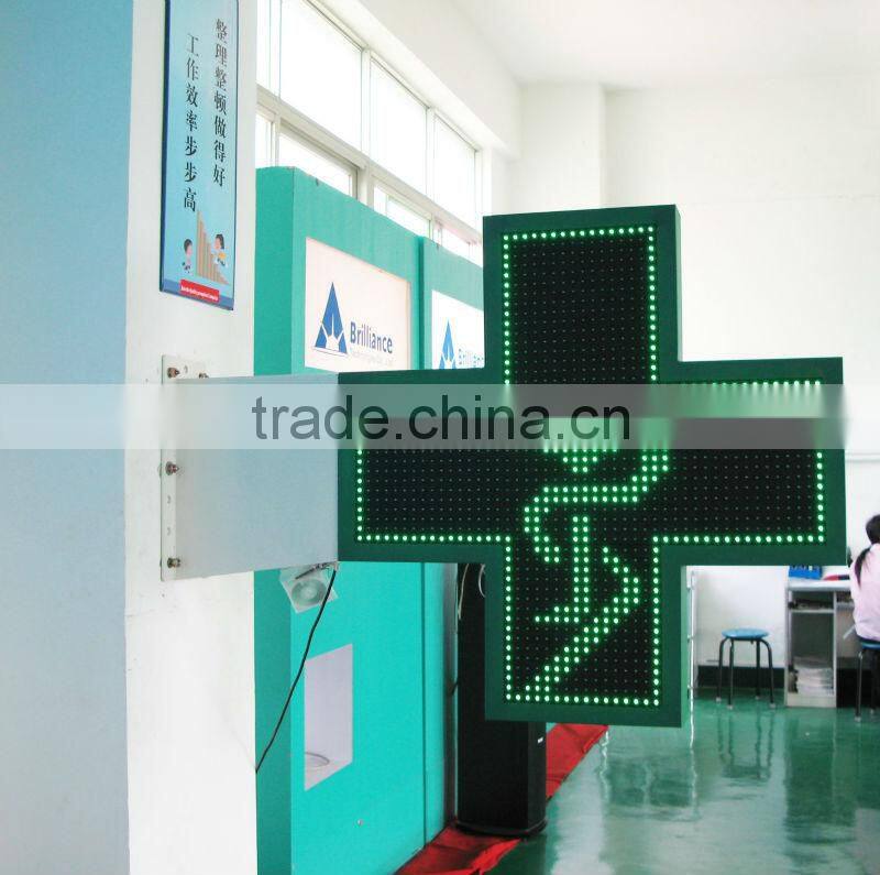 Outdoor Green 3D LED Pharmacy Cross for pharmacy shop