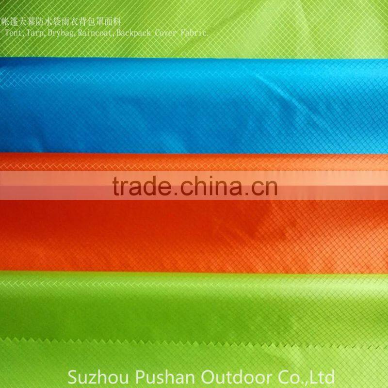 Supply 20D*30D Nylon Diamond Ripstop PU/Silicone 5,000mm for Dry Bag,Tent,Tarp,Raincoat, Backpack cover