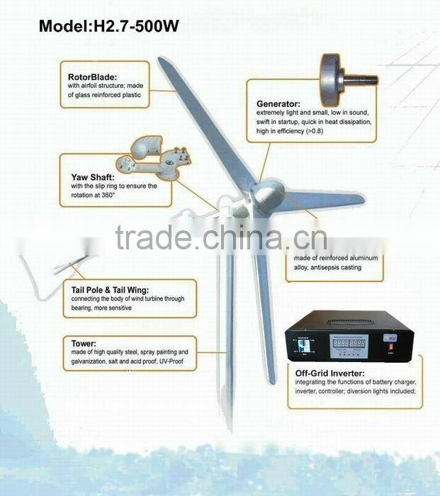 roof installation 500W/1kW/2kW micro wind turbine generator