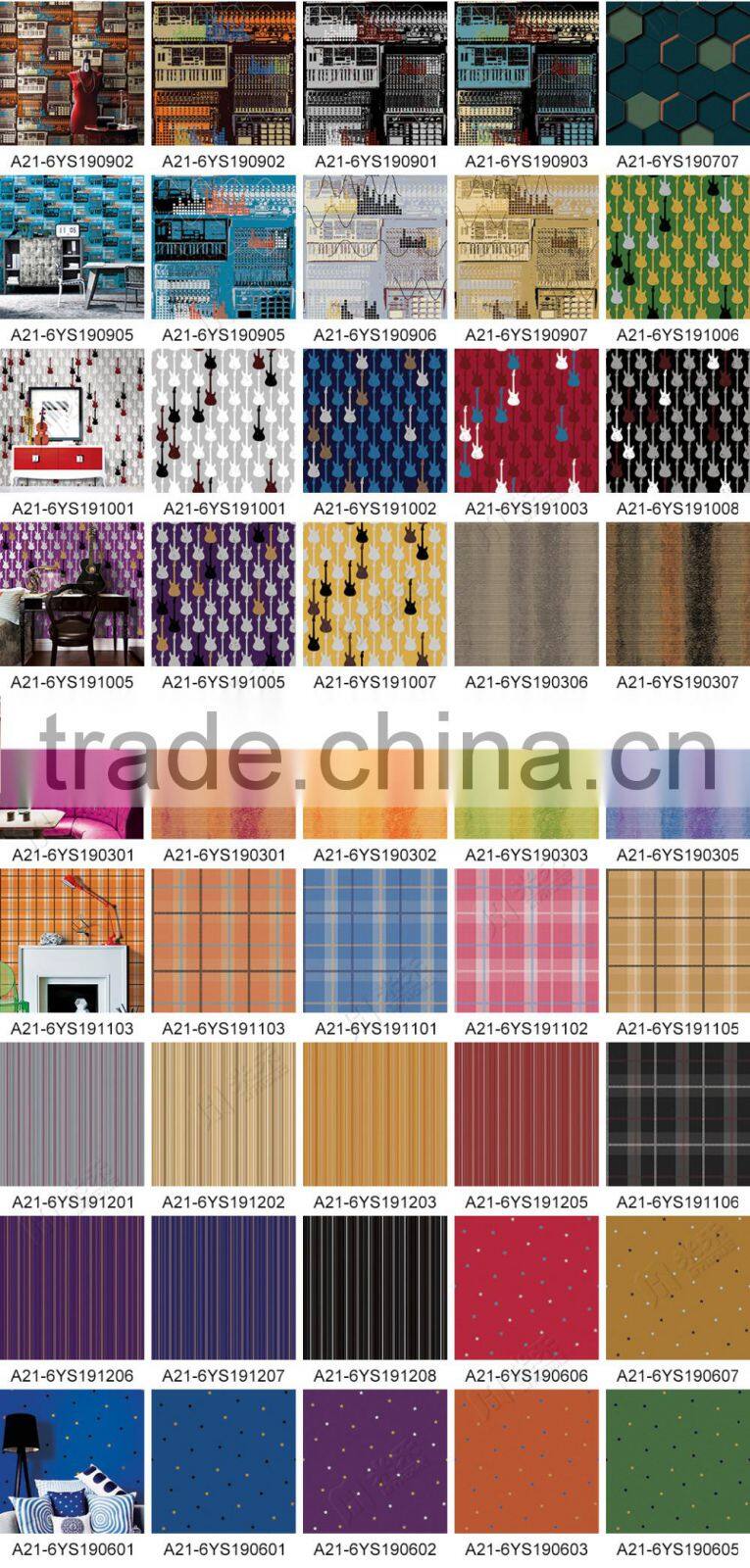 Good sale pvc waterproof colorful 3d design wallpaper