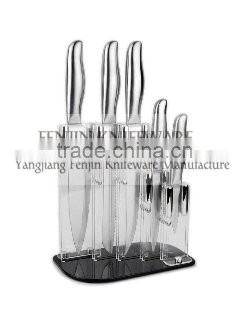 5PCS Pattern Coated Kichen Knife Set with Universal Knife Block