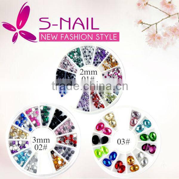 Hot sell 12 colors nail art caviar glitter rhinestone wheel