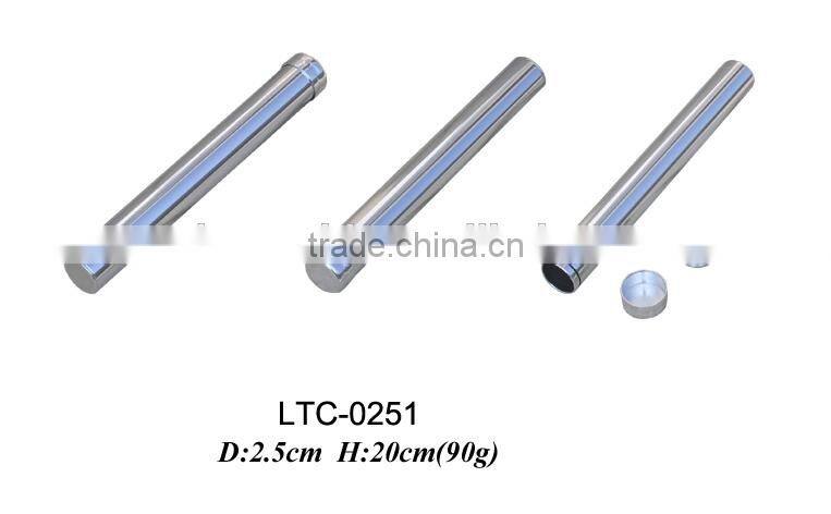 Portable Silver Aluminum cigar case Single Cigar Tube,