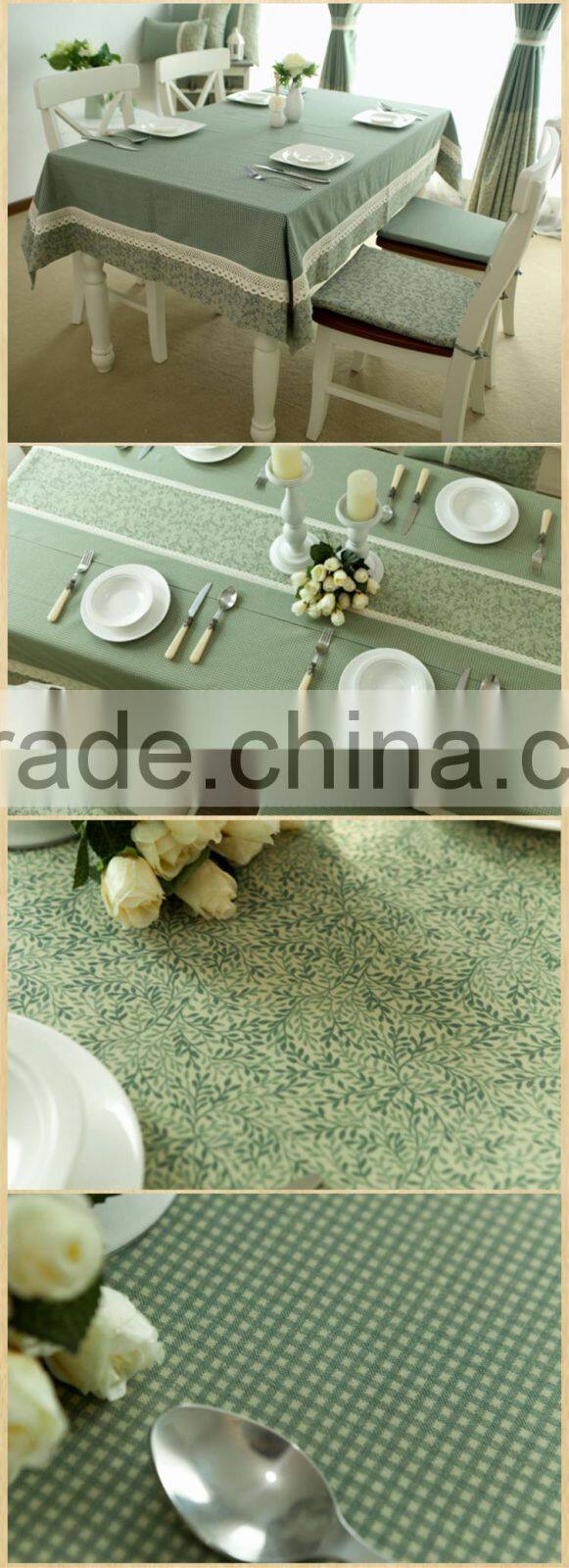 New designed Christmas style linen cotton material jacquard tablecloth fabric light green