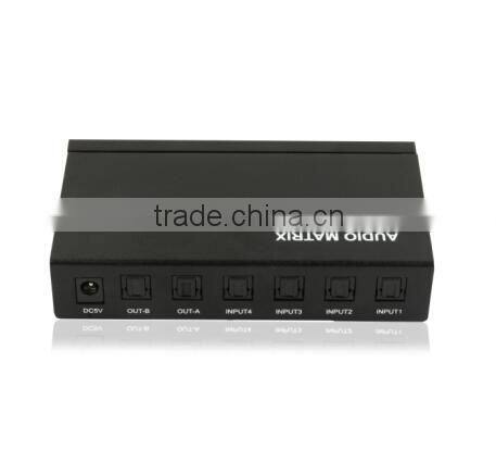 China supplier IR control SPDIF/TOSLINK digital audio mixer digital optical audio 4x2 matrix for micro ribbon cable