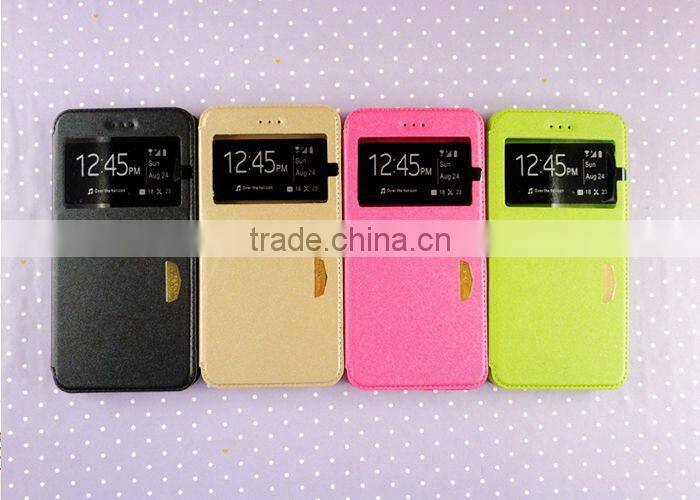 Leather cell phone case for apple iphone 6 plus 5.5 inch black back cover for iphone 6 with view window wholesale