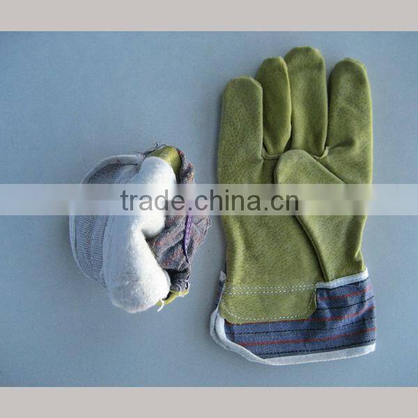 Pig split leather full palm rubberized cuff leather safety glove-3590