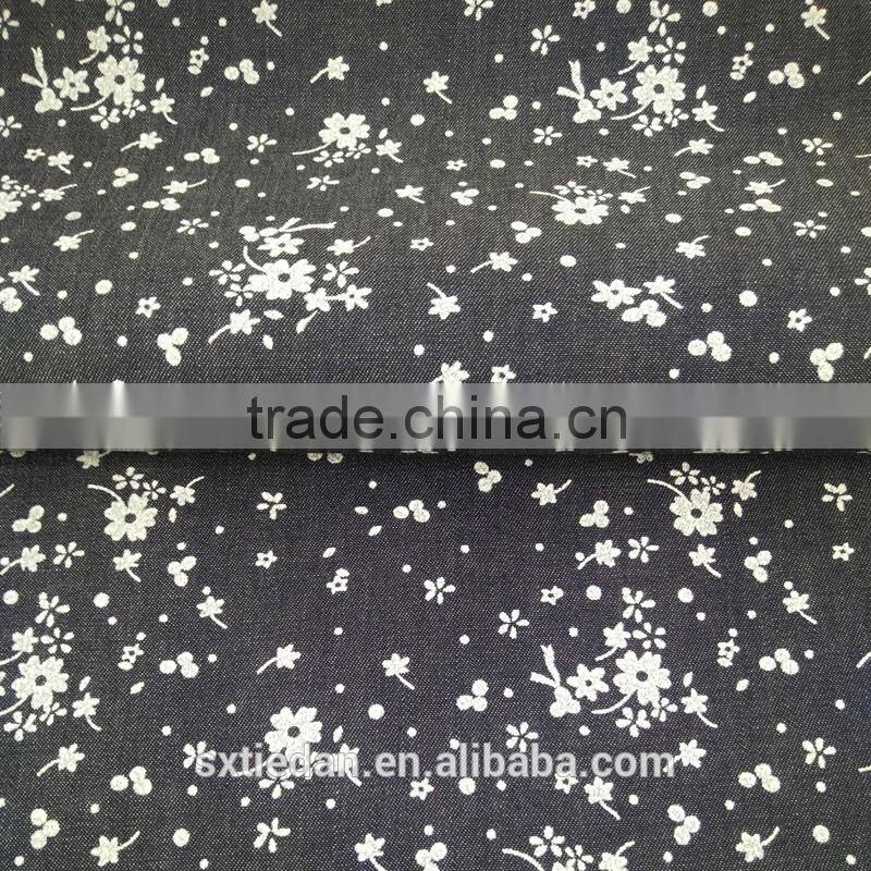 Eco-friendly discharge print denim fabric for shirts