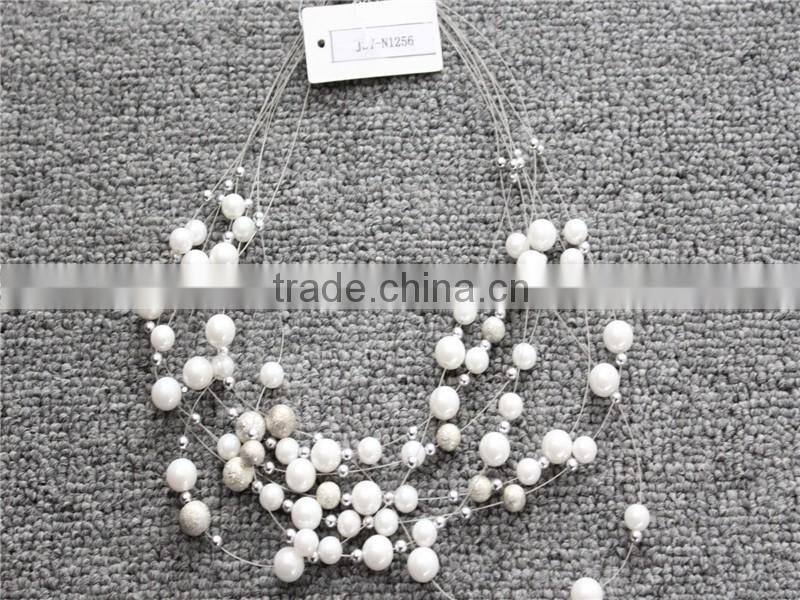 2016 Hot selling fashion jewelry beads necklace gold plated necklace with beautiful pearl