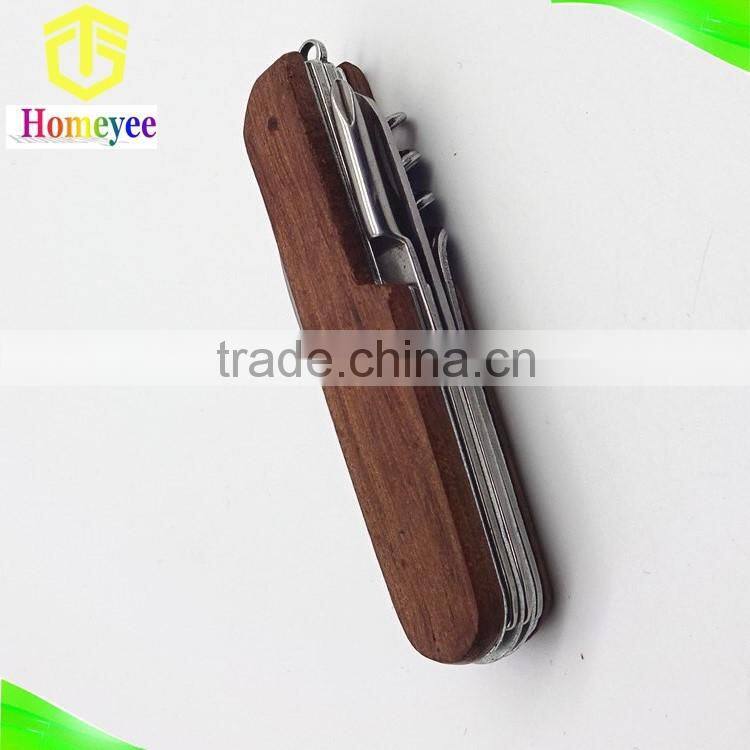 multifunction mini pocket knife with wood handle /small size wood handle knife