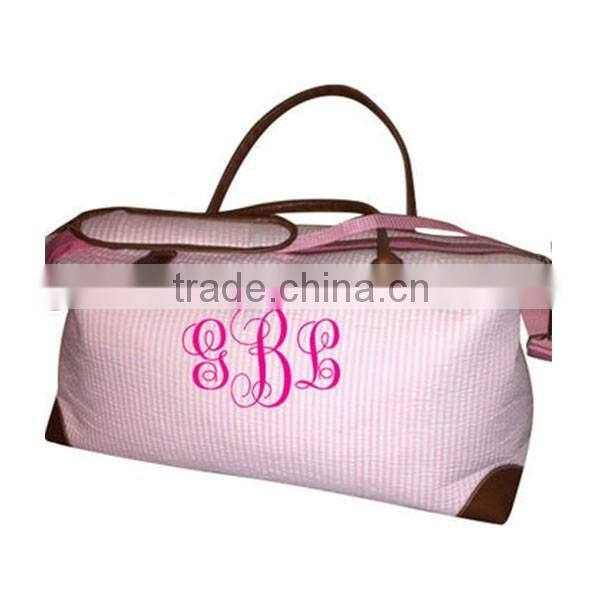 Monogram Seersucker Weekender Tote