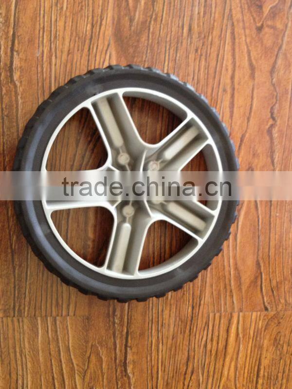 8 inch rubber wheel with plastic rim used for toys kid cart wheels