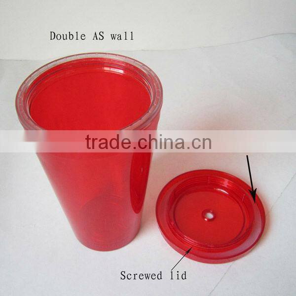 Plastic cup with lid and straw