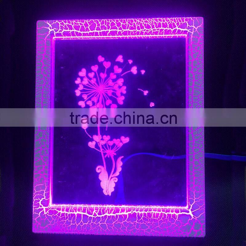 Valentine's Day Gift 3D Photo Frame LED 7 Colors Flashing Flower Desk Night Light