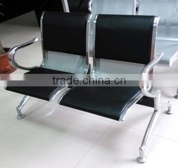 Two seater perforated chromed steel waiting room chair