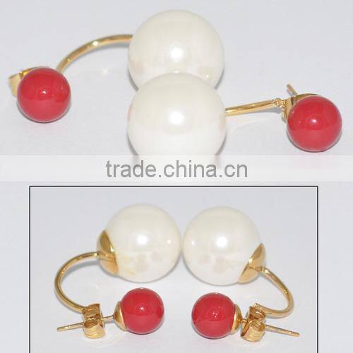 Fashion Stainless Steel Pearl Earring with Diamond Jewellery