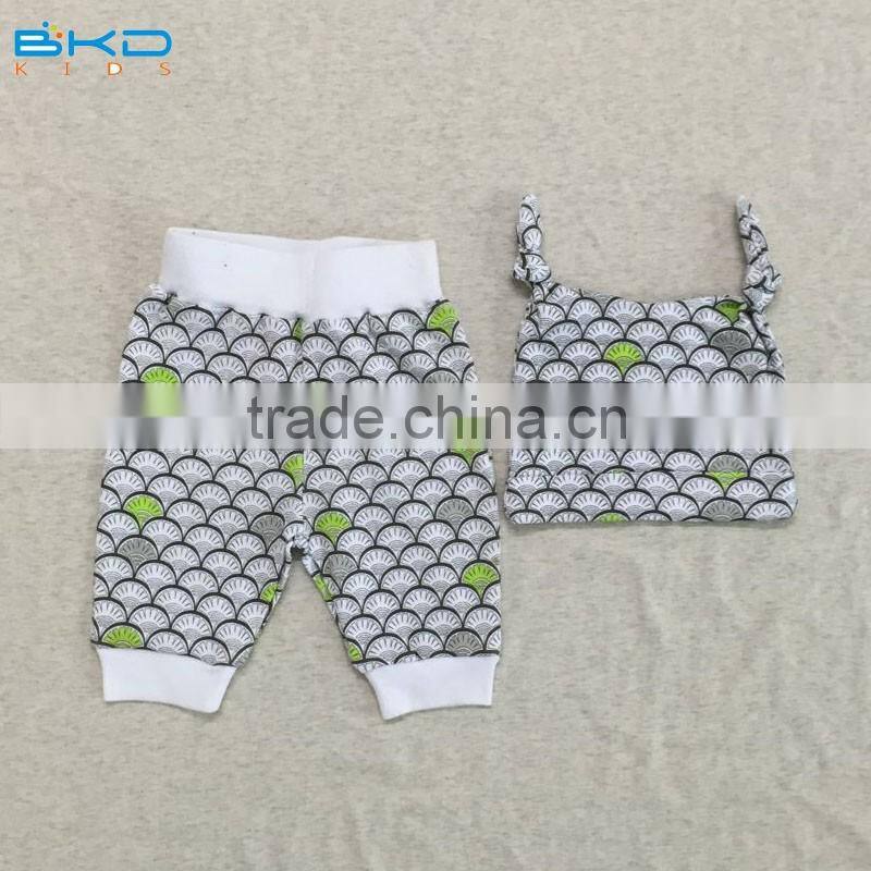 BKD newborn pants and hat 100% organic cotton infant clothing set