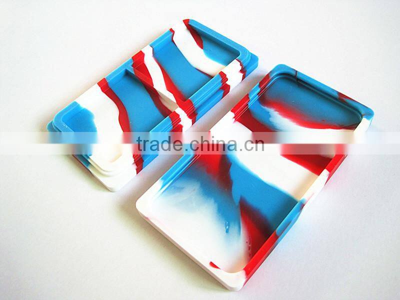 FDA food grade stackable non stick 26ml 2 compartments large platinum cured new style silicone dab rectangle stackable container