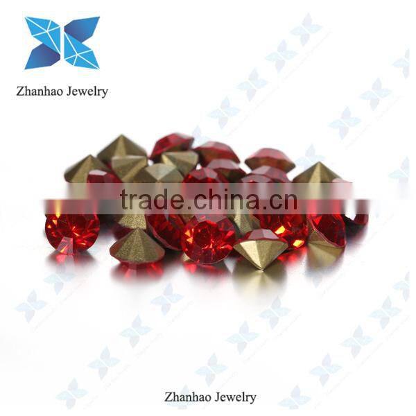 Hot Fix Light Siam Dark Red Point back Crystal Glass Chaton Rhinestone