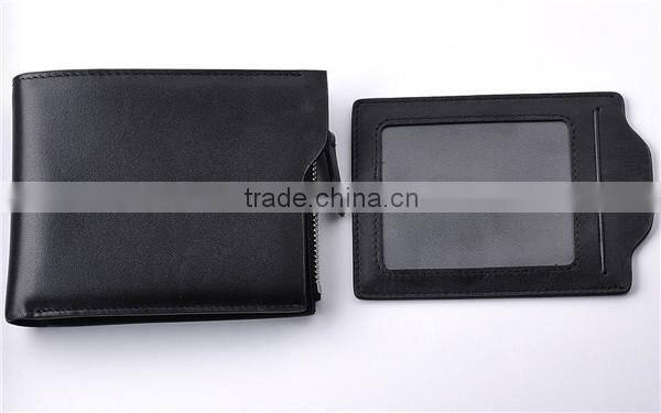 Real leather men travel wallet with rfid card holder and coin pocket