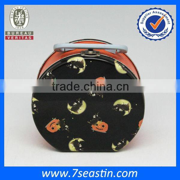 Colorful Christmas Gift Metal Tin Box Lunch Tin Box With Handle For Children Gift