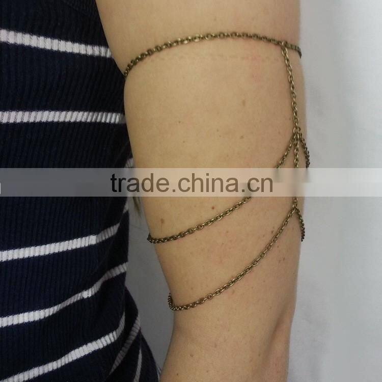 Fashion gold tassels three layers arm chain