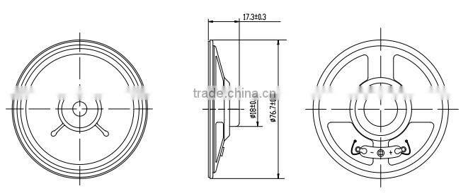 professional 77mm 8ohm 1w paper cone speaker