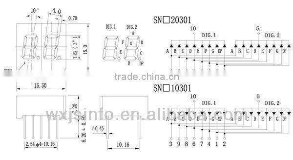 0.3 inch 2 digits led display,7 segment led display