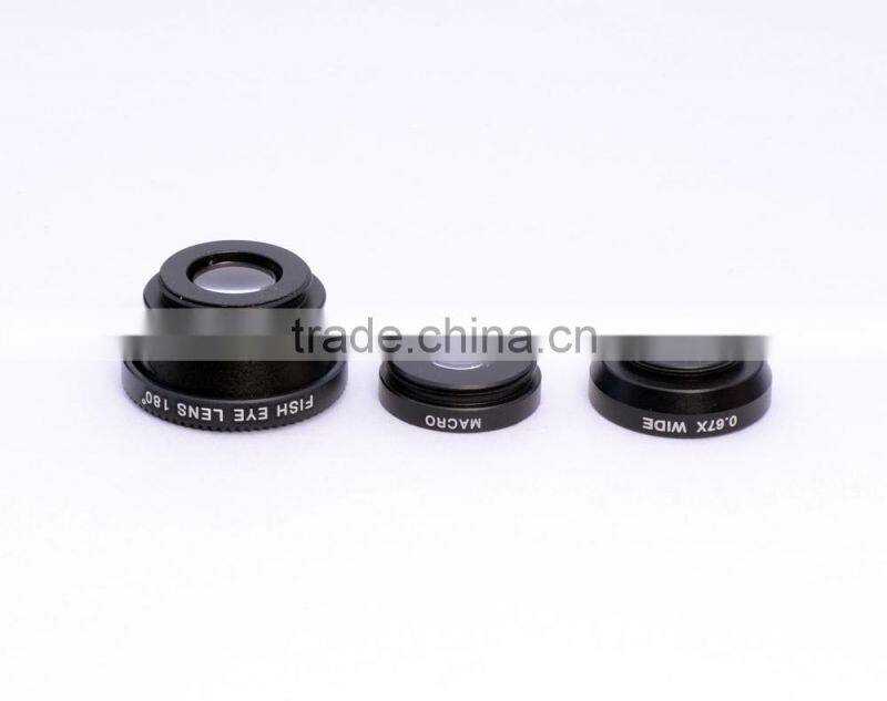 High-end Universal Clip 3 in 1 Lens for all smartphone (Fisheye lens+ wide angle lens+ macro lens)