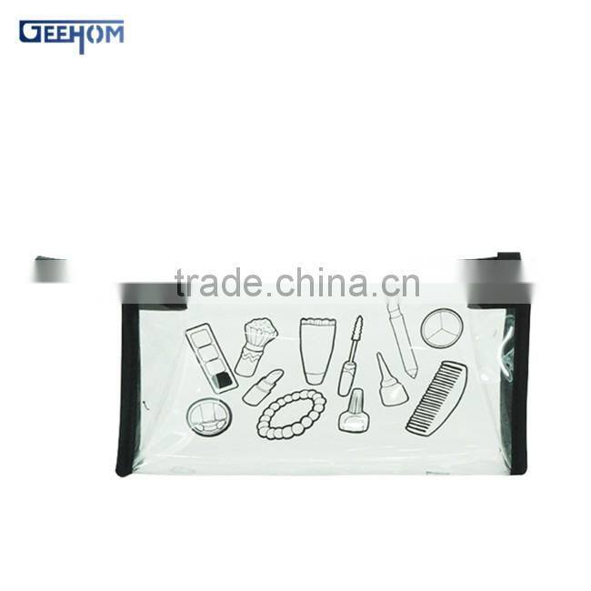 ladies portable standing webbing plastic pvc pouch