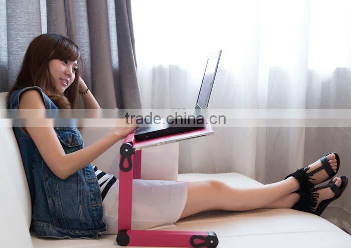 Portable and adjustable folding long study computer table desk on bed