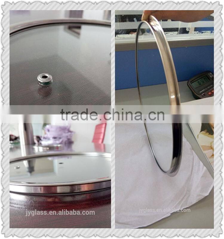 transparent tempered glass lid with stainless steel rim