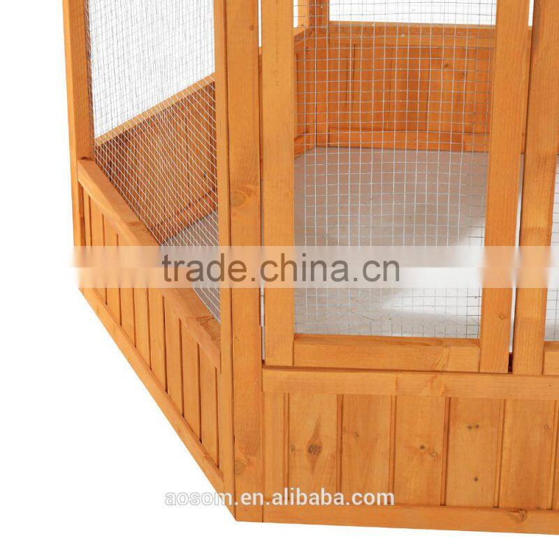 Pawhut 65" Green/Brown Large Hexagonal Outdoor Aviary Wooden Bird Cage