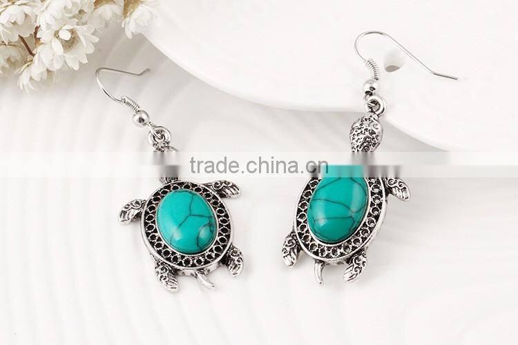 Animal bracelet necklace earring set alloy 4pcs turquoise tortoise jewelry sets