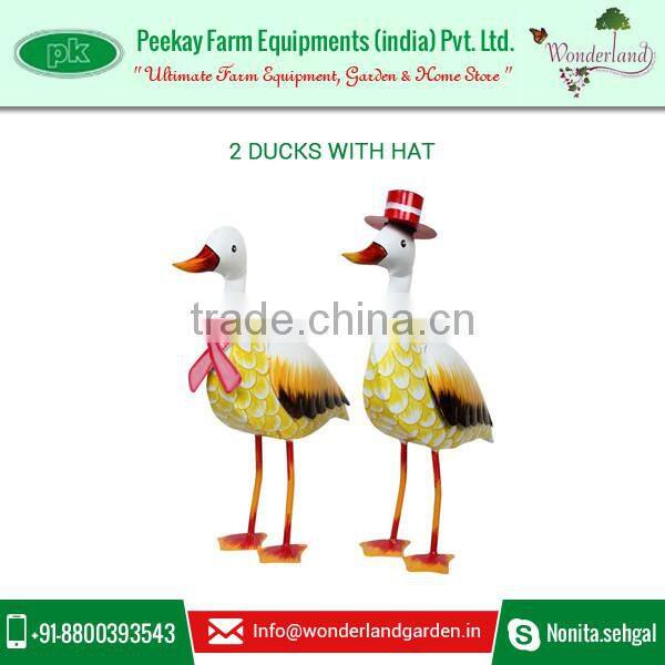 Perfectly Created Ducks with Hat Decoration to Brighten your Garden at Best Market Rate
