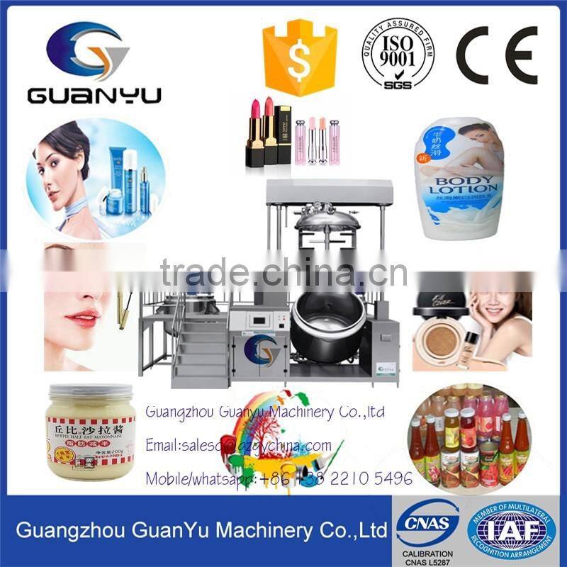 Lifting type vacuum emulsifying mixer with lower homogenizer for cream making