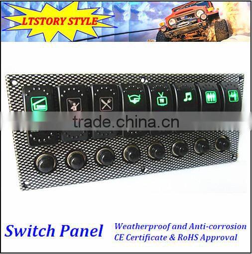 New Car Boat Marine LED Rocker Switch Panel 8Gang