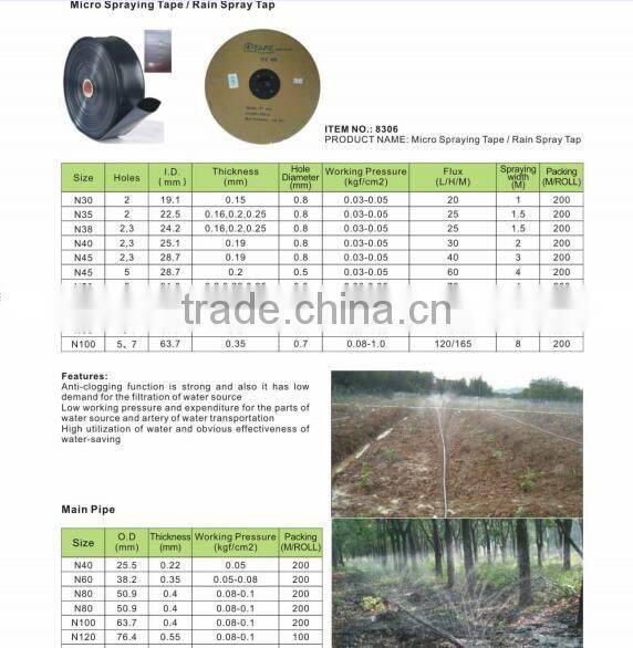 Good quality PE agricultural irrigation hose drip micro rain spray tape water
