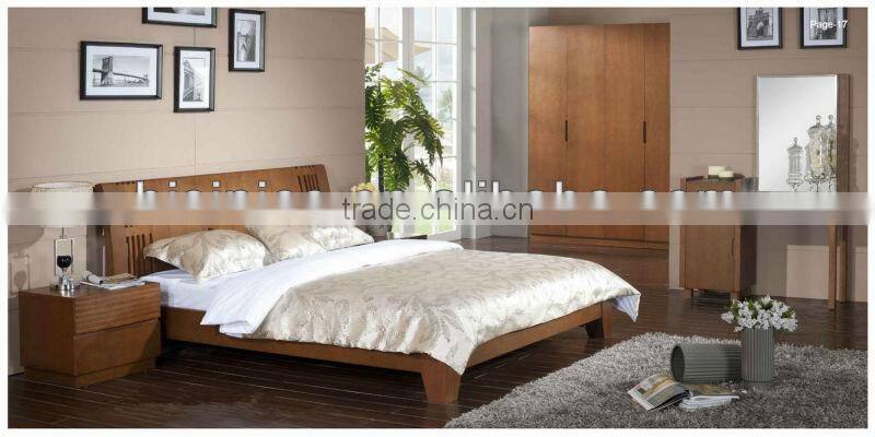 Southeast Style Natural Wood Bedroom Set,Graceful Solid Wooden Furniture Set & Casual Solid Wood Bed