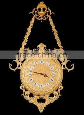 Luxury Gold Plated Wall Clock, French Louis XV Style Gilt Bronze Wall Hanging Clock