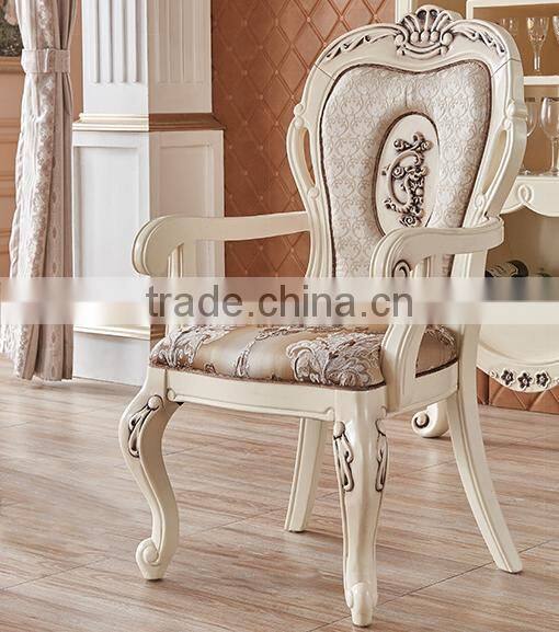 New classic solid wood dining room furniture ivory white antique finished dining table set