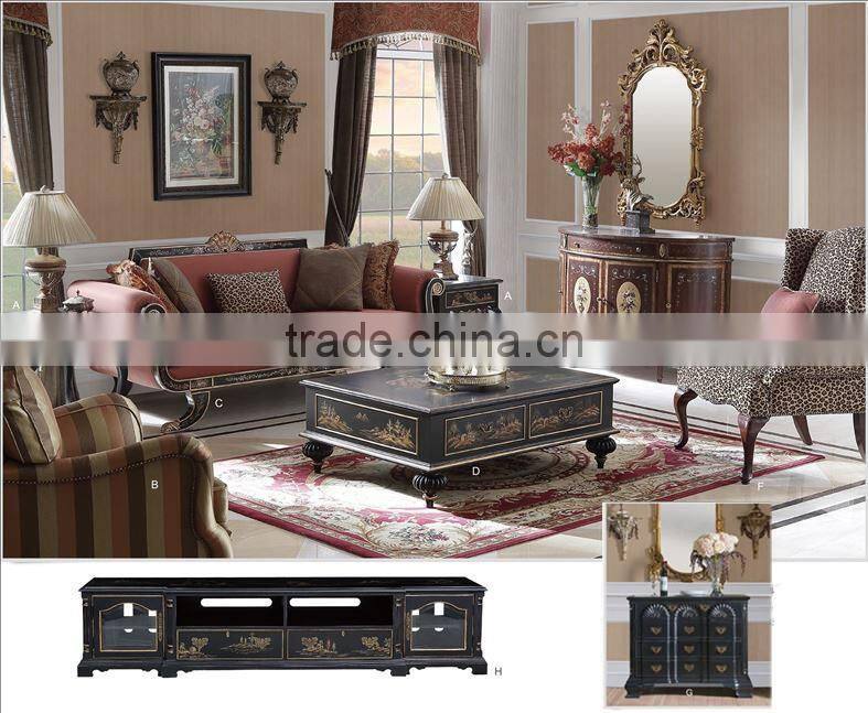 Distinguished Palace Bedroom Set Furniture, Antique Carved Wooden Bed With Night Stand, Hand Painted Royal Bed Wooden Furniture