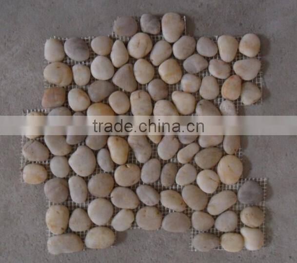 natural white pebble meshed tile/white cobble stone