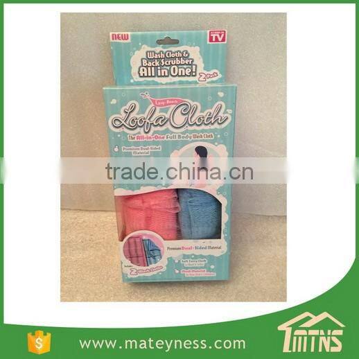 Loofa wash cloth & back scrubber all in one