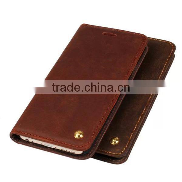 Luxury Retro Genuine Cow Leather Wallet Mobile Phone Case With Card Slot For iPhone 6 6Plus