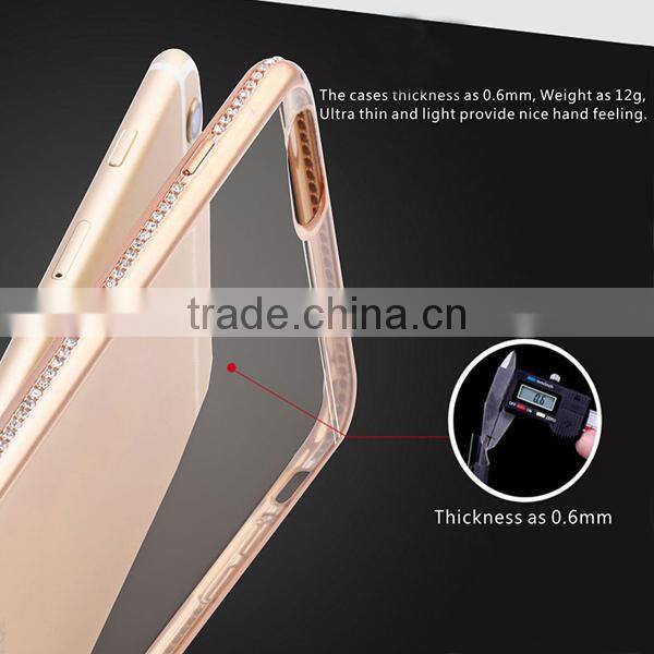 2017 Hot sale fashion phone accessories, diamond plating TPU phone case For iPhone 6 6Plus