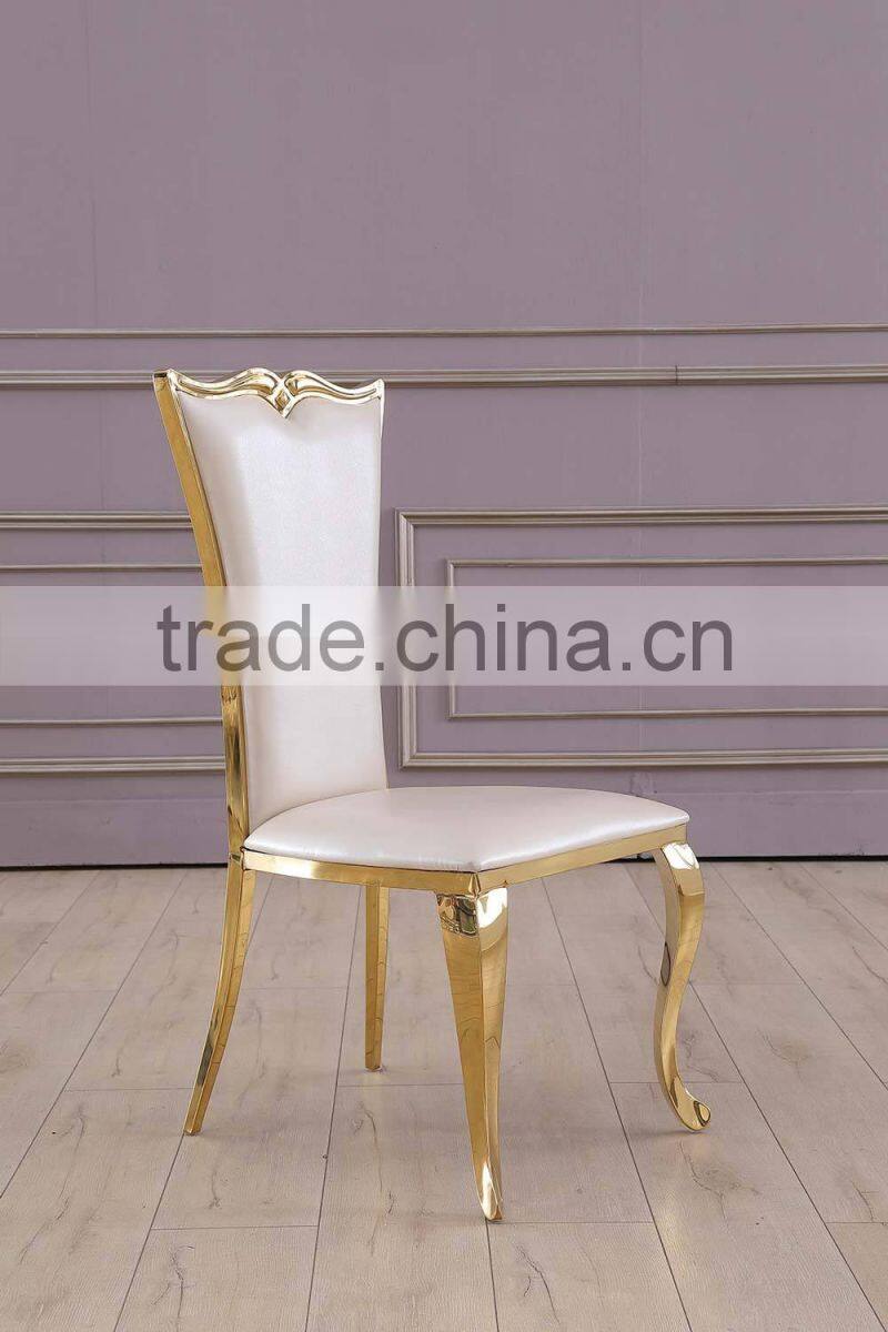 Golden brushed stainless steel hotel banquet chair dining room chair