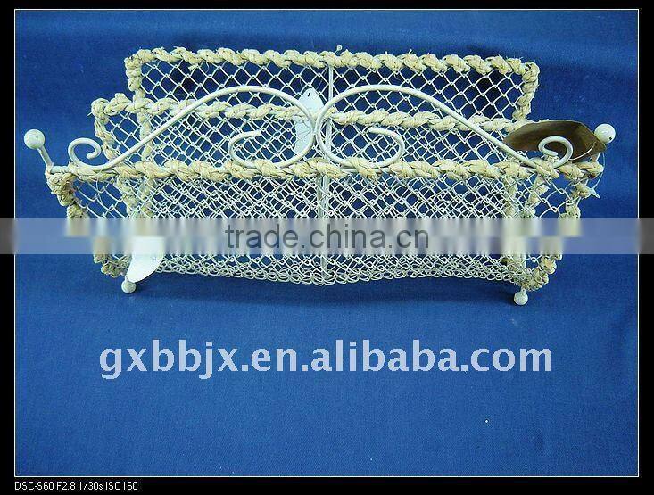 White wire woven magazine&file storage holders&racks