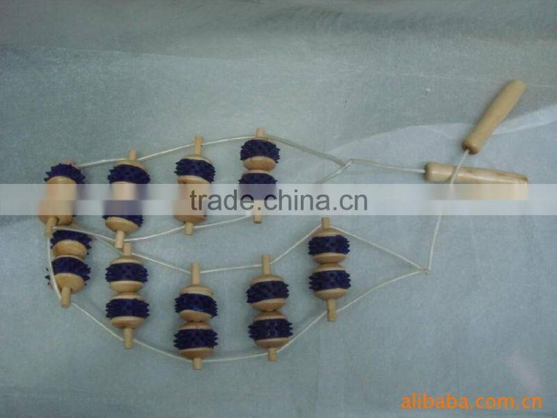 Wooden Wheel Body Back Waist Care Roller Massager