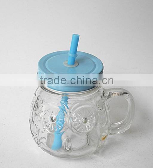 snow man shape small glass beverage water mug with pipe